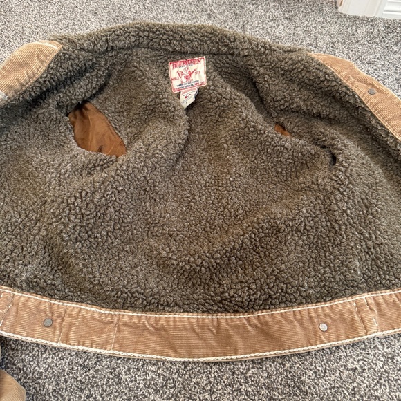 True Religion Corduroy Sherpa Jacket Brown Trucker World Tour Size Small - Picture 8 of 13